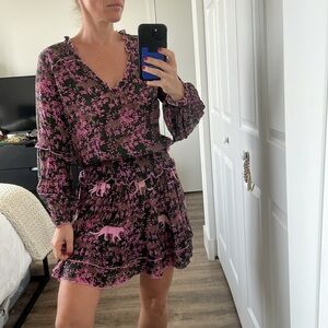 TAJ by Sabrina Crippa Long Sleeve Embroidered Mini Dress S